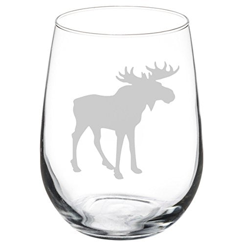 Wine Glass Goblet Moose (17 oz Stemless)