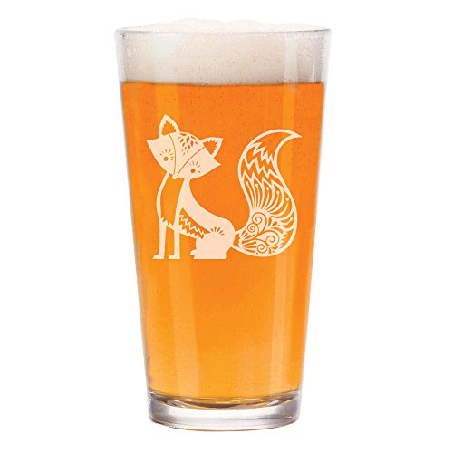 16 oz Beer Pint Glass Fancy Fox