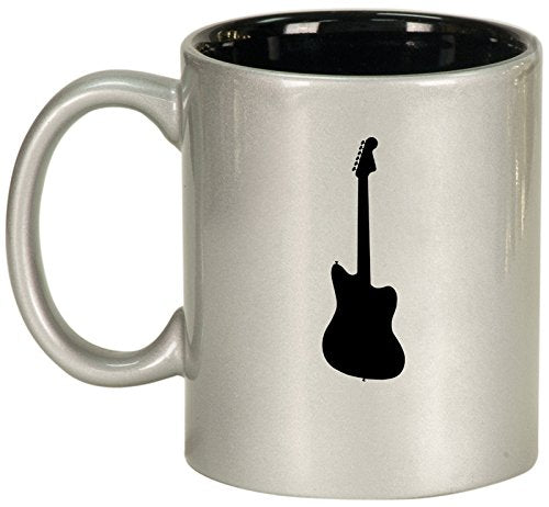 Ceramic Coffee Tea Mug Cup Bass Guitar (Silver)