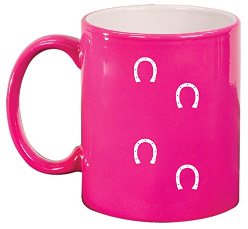 Ceramic Coffee Tea Mug Cup Horse Shoe Tracks (Pink)