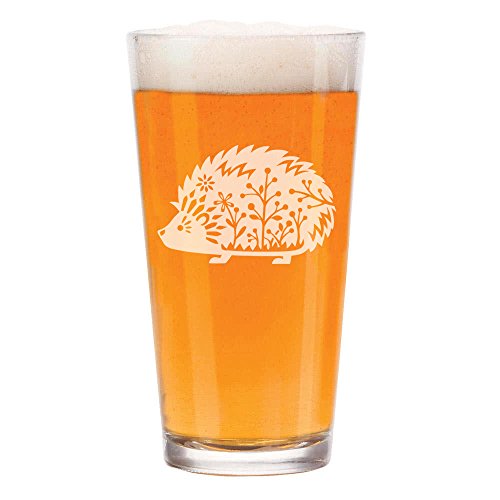 16 oz Beer Pint Glass Fancy Hedgehog