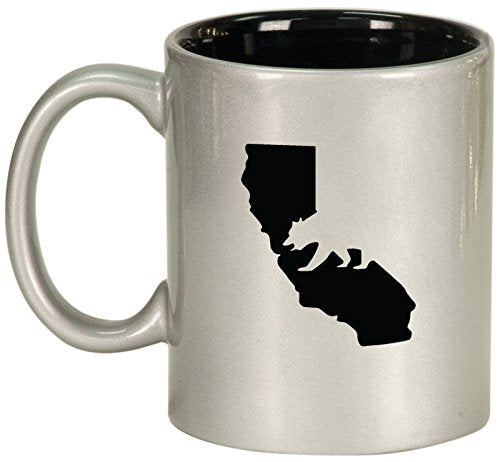 Ceramic Coffee Tea Mug Cup Cali Bear California (Silver)