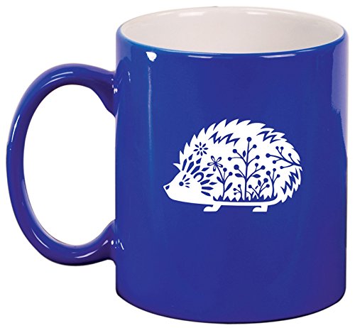 Ceramic Coffee Tea Mug Cup Fancy Hedgehog (Blue)