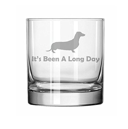 11 oz Rocks Whiskey Highball Glass Funny It's Been A Long Day Dachshund,MIP