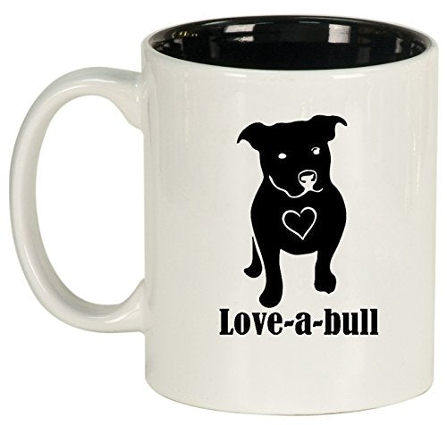Ceramic Coffee Tea Mug Cup Love-a-bull Pitbull Love (White)