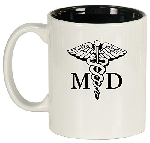 Ceramic Coffee Tea Mug Cup MD Medical Doctor (White)