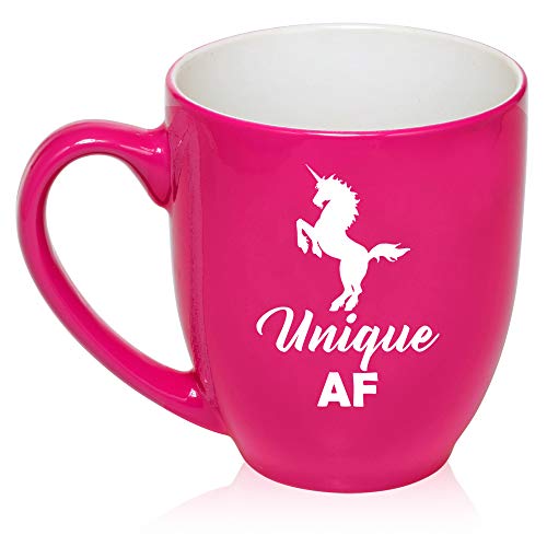 16 oz Large Bistro Mug Ceramic Coffee Tea Glass Cup Unique AF Unicorn (Hot-Pink)