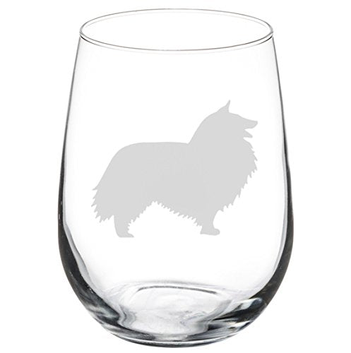 Wine Glass Goblet Shetland Sheepdog (17 oz Stemless)