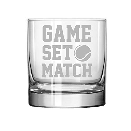 11 oz Rocks Whiskey Highball Glass Game Set Match Tennis