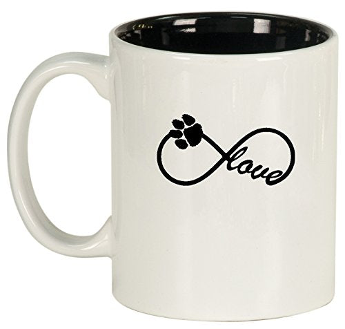 Ceramic Coffee Tea Mug Infinity Love for Animals (White)