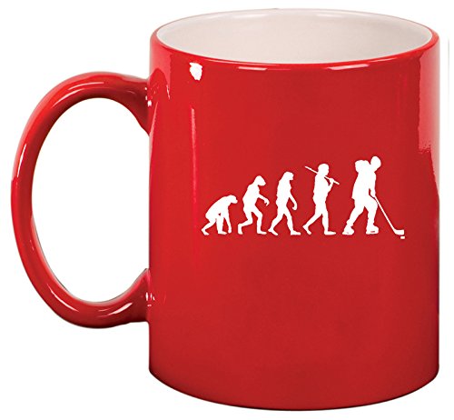 Ceramic Coffee Tea Mug Cup Evolution Hockey (Red)