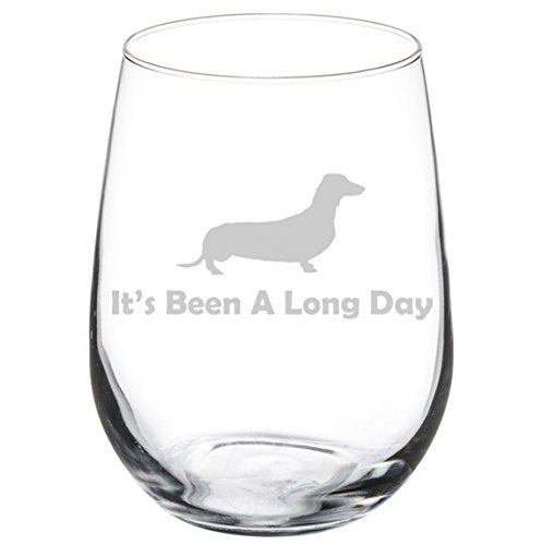 Wine Glass Goblet Funny It's Been A Long Day Dachshund (17 oz Stemless),MIP