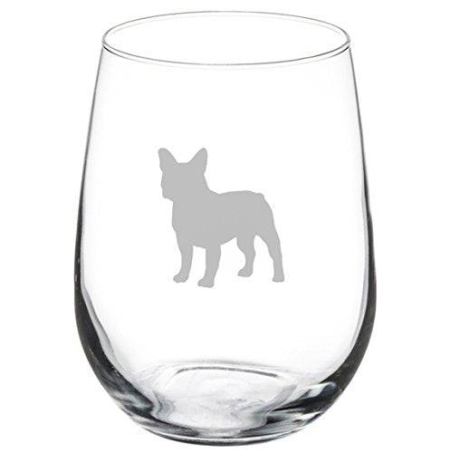 17 oz Stemless Wine Glass French Bulldog