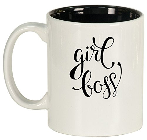 Ceramic Coffee Tea Mug Cup Girl Boss (White)