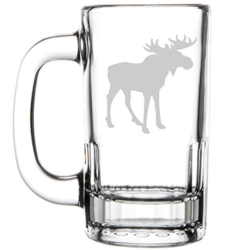 12oz Beer Mug Stein Glass Moose