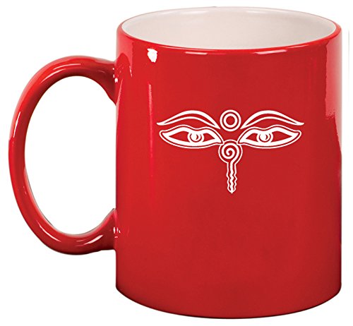 Ceramic Coffee Tea Mug Buddha Eyes (Red)