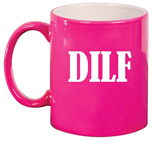 Ceramic Coffee Tea Mug Cup DILF Funny Dad Father Husband Gift (Pink)