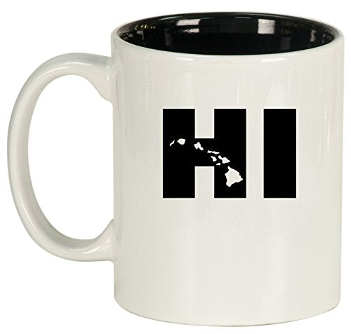 Ceramic Coffee Tea Mug HI Hawaiian Islands (White)