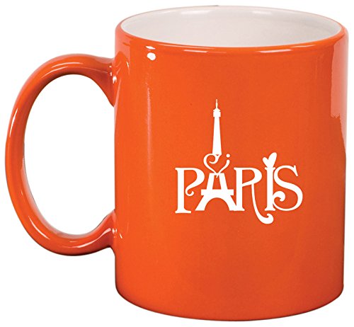 Ceramic Coffee Tea Mug Cup Paris Eiffel Tower Heart Love (Orange)