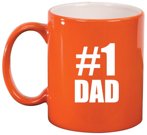#1 Dad Ceramic Coffee Tea Mug Cup Orange Gift for Dad