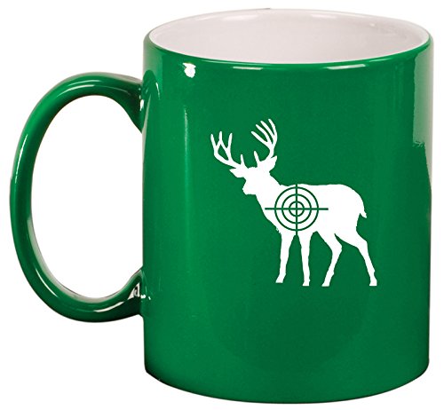 Ceramic Coffee Tea Mug Cup Deer with Bullseye (Green)