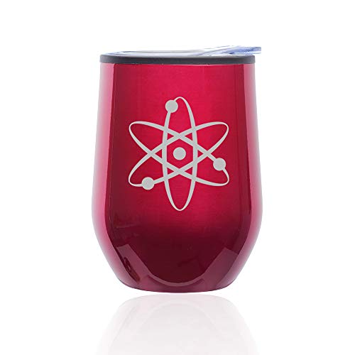 Stemless Wine Tumbler Coffee Travel Mug Glass With Lid Atom Science Atheist (Fuchsia)