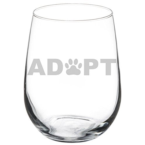 Wine Glass Goblet Adopt Paw Print (17 oz Stemless),MIP