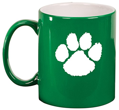 Ceramic Coffee Tea Mug Cup Paw Print (Green)