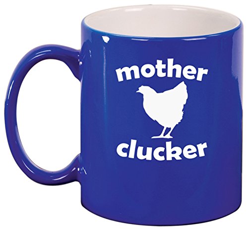 Ceramic Coffee Tea Mug Cup Mother Clucker Hen Chicken Funny (Blue)