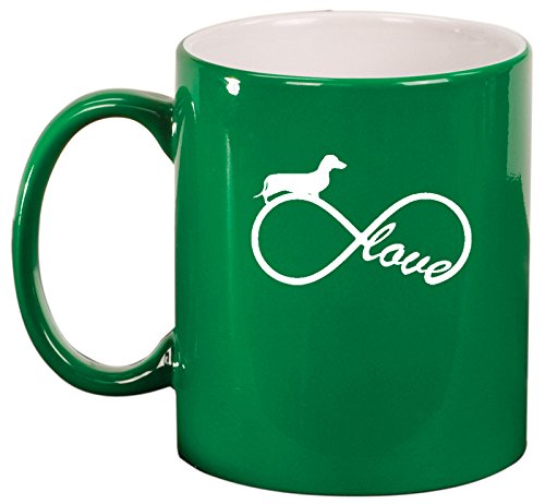 Ceramic Coffee Tea Mug Infinity Love Dachshund (Green)