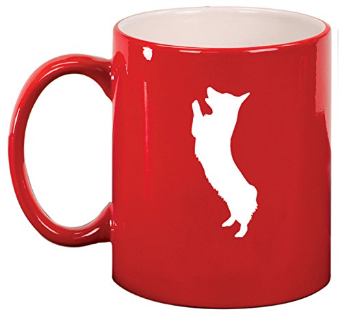 Ceramic Coffee Tea Mug Cup Corgi Standing (Red)