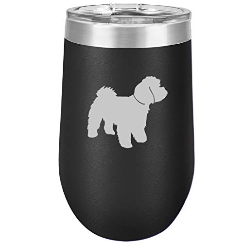 16 oz Double Wall Vacuum Insulated Stainless Steel Stemless Wine Tumbler Glass Coffee Travel Mug With Lid Maltipoo