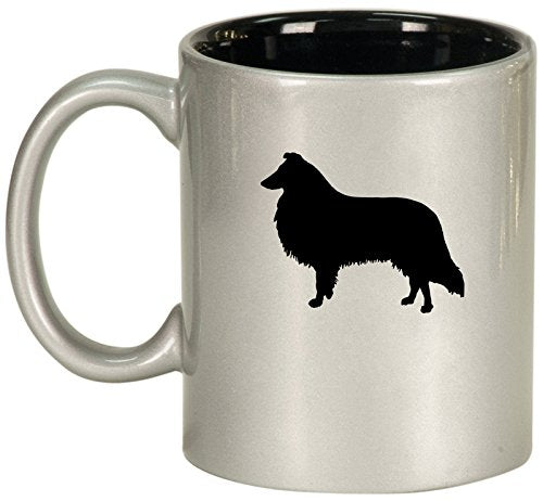 Ceramic Coffee Tea Mug Cup Collie (Silver)