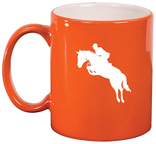 Ceramic Coffee Tea Mug Cup Horse with Rider (Orange)