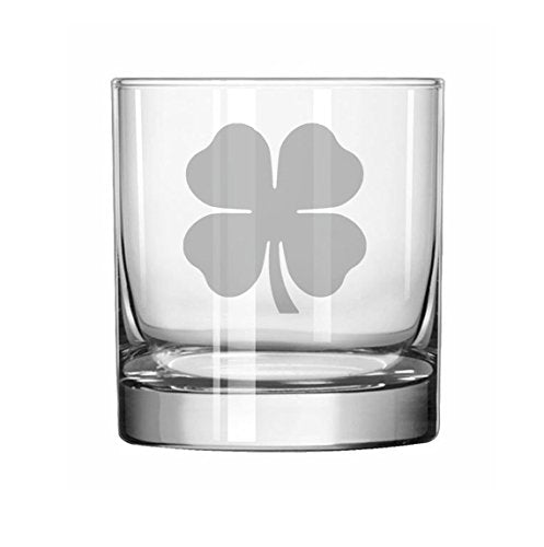 11 oz Rocks Whiskey Highball Glass 4 Leaf Clover