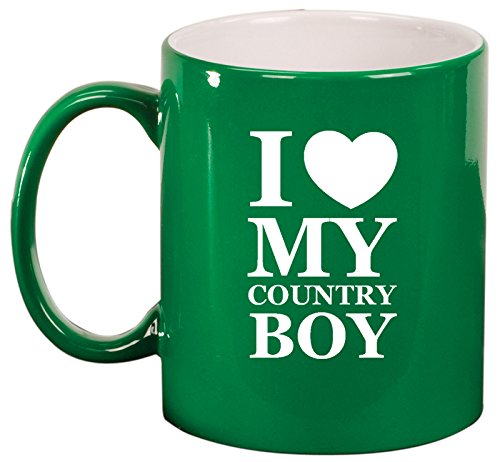 Ceramic Coffee Tea Mug I Love My Country Boy (Green)