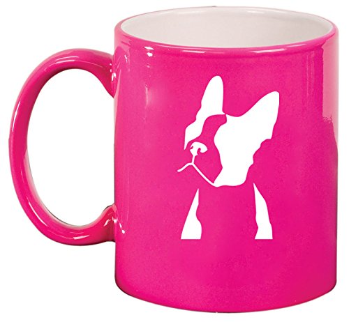 Ceramic Coffee Tea Mug Cup Boston Terrier Face (Pink)