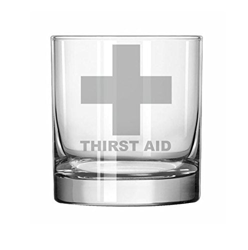 11 oz Rocks Whiskey Highball Glass Funny Thirst Aid,MIP