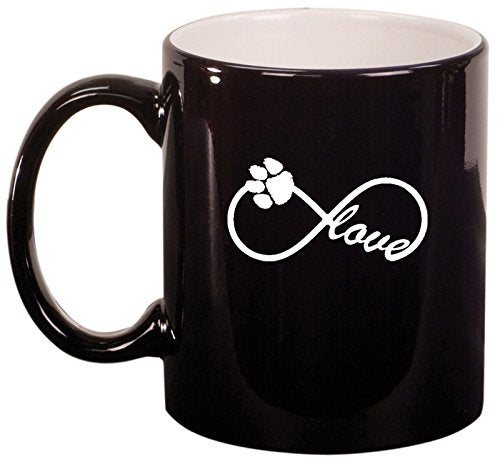 Ceramic Coffee Tea Mug Infinity Love for Animals (Black)