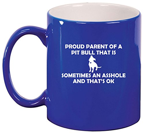 Ceramic Coffee Tea Mug Cup Proud Parent Pit Bull (Blue)