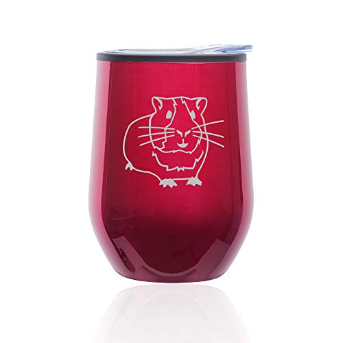 Stemless Wine Tumbler Coffee Travel Mug Glass With Lid Guinea Pig (Fuchsia)