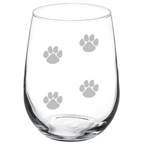 Wine Glass Goblet Paw Prints Walking (17 oz Stemless)