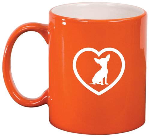 Heart Chihuahua Ceramic Coffee Tea Mug Cup Orange