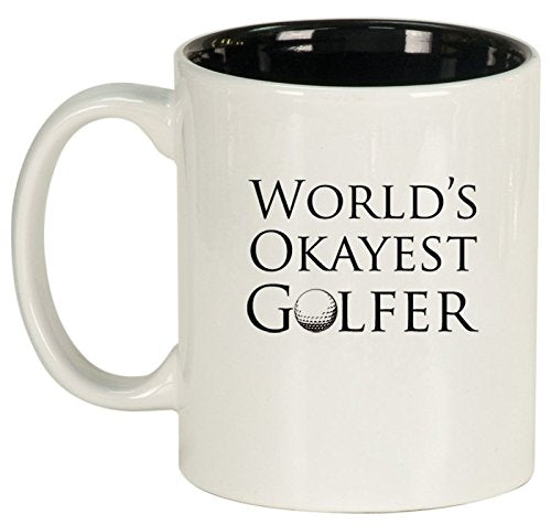 Ceramic Coffee Tea Mug Cup World's Okayest Golfer Golf (White)