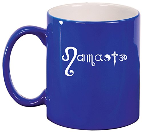 Ceramic Coffee Tea Mug Cup Namaste Yoga (Blue)