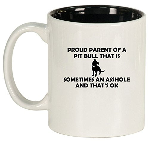 Ceramic Coffee Tea Mug Cup Proud Parent Pit Bull (White)