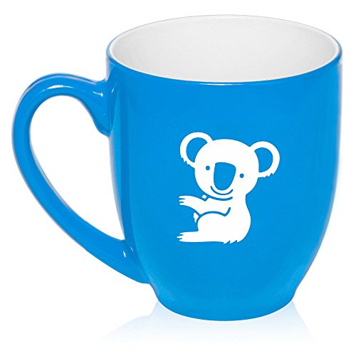 16 oz Large Bistro Mug Ceramic Coffee Tea Glass Cup Koala Bear (Light Blue)