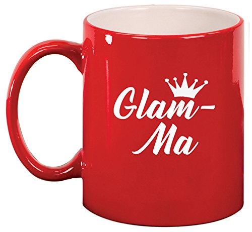 Ceramic Coffee Tea Mug Glam-Ma Mom Mother Grandmother Grandma (Red)