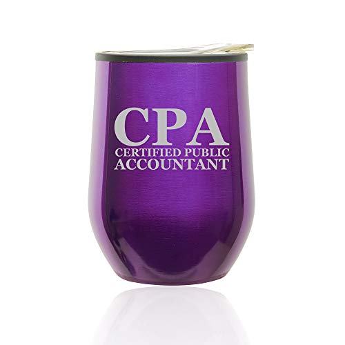 Stemless Wine Tumbler Coffee Travel Mug Glass With Lid CPA Certified Public Accountant (Royal Purple)