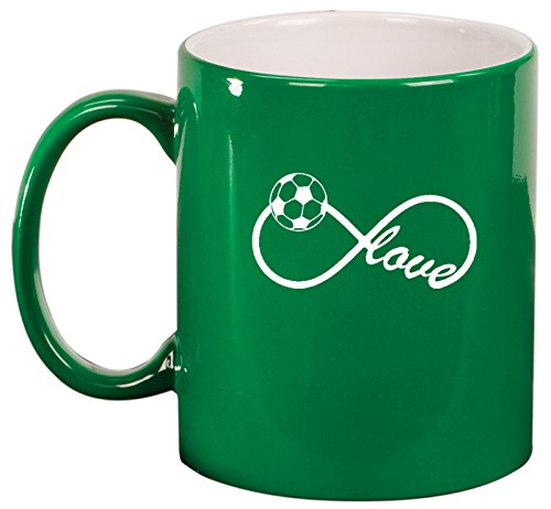 Ceramic Coffee Tea Mug Infinity Love for Soccer (Green)